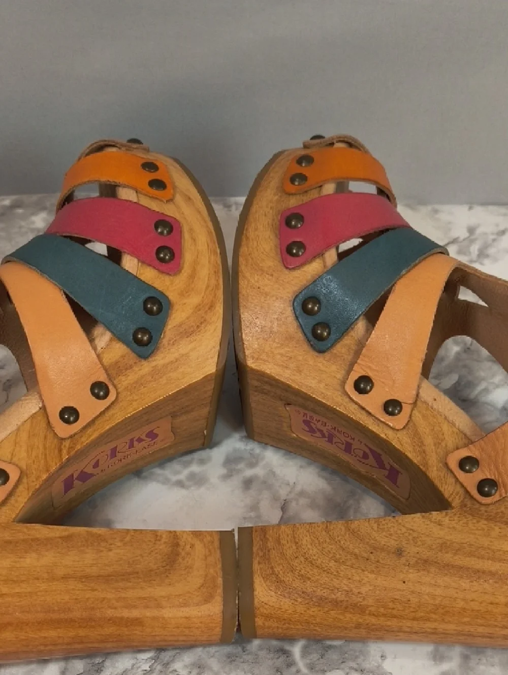 Women’s Multi-Color Leather Platform Sandal - Tan
